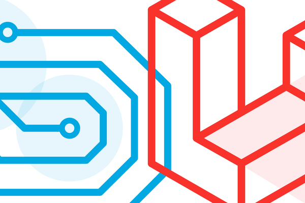 Illustration of intertwined DDEV and Laravel logos