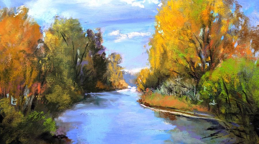 Nancy Lewis painting of Colorado River near Palisade, Colorado