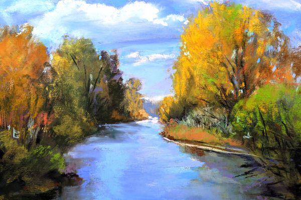 Nancy Lewis painting of Colorado River near Palisade, Colorado